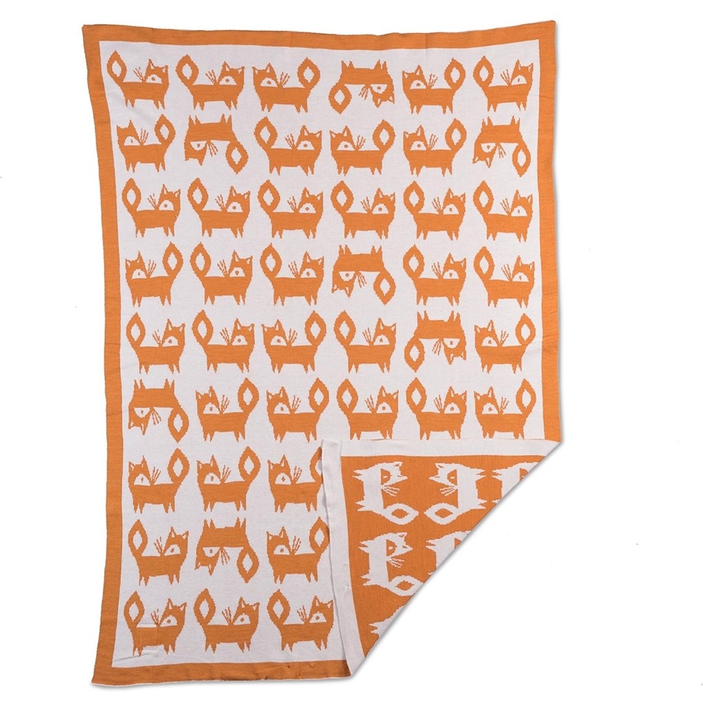 HTF Lolli Living Knitt Fox Baby Lovey  Blanket